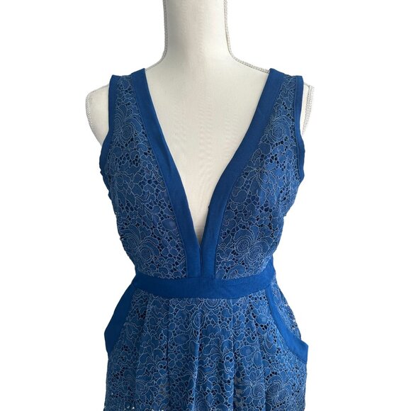 FREE PEOPLE Blue Lace Cutout Miji Dress Size Small - Picture 5 of 7